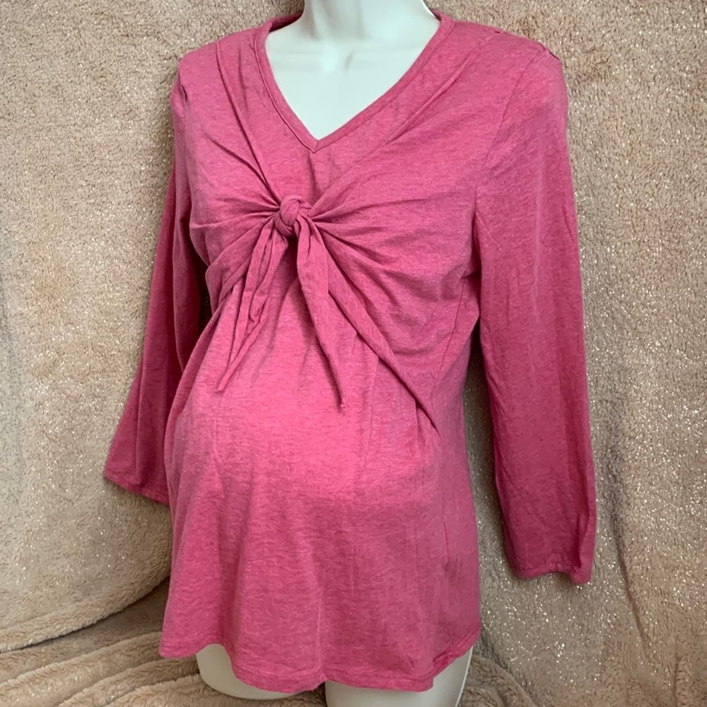 Motherhood Maternity Nursingwear Tunic Long Sleeves Top Shirt S Red